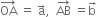 OA with rightwards arrow on top space equals space straight a with rightwards arrow on top comma space space AB with rightwards arrow on top space equals straight b with rightwards arrow on top