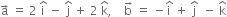 straight a with rightwards arrow on top space equals space 2 space straight i with hat on top space minus space straight j with hat on top space plus space 2 space straight k with hat on top comma space space space space straight b with rightwards arrow on top space equals space minus straight i with hat on top space plus space straight j with hat on top space space minus space straight k with hat on top