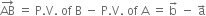 AB with rightwards arrow on top space equals space straight P. straight V. space of space straight B space minus space straight P. straight V. space of space straight A space equals space straight b with rightwards arrow on top space minus space straight a with rightwards arrow on top