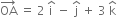 OA with rightwards arrow on top space equals space 2 space straight i with hat on top space minus space straight j with hat on top space plus space 3 space straight k with hat on top