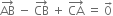 AB with rightwards arrow on top space minus space CB with rightwards arrow on top space plus space CA with rightwards arrow on top space equals space 0 with rightwards arrow on top