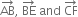 AB with rightwards arrow on top comma space BE with rightwards arrow on top space and space CF with rightwards arrow on top