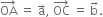 OA with rightwards arrow on top space equals space straight a with rightwards arrow on top comma space OC with rightwards arrow on top space equals space straight b with rightwards arrow on top.