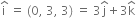 straight i with hat on top space equals space left parenthesis 0 comma space 3 comma space 3 right parenthesis space equals space 3 straight j with hat on top plus 3 straight k with hat on top