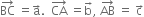 BC with rightwards arrow on top space equals straight a with rightwards arrow on top. space space CA with rightwards arrow on top space equals straight b with rightwards arrow on top comma space AB with rightwards arrow on top space equals space straight c with rightwards arrow on top