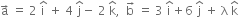 straight a with rightwards arrow on top space equals space 2 space straight i with hat on top space plus space 4 space straight j with hat on top minus space 2 space straight k with hat on top comma space space straight b with rightwards arrow on top space equals space 3 space straight i with hat on top plus 6 space straight j with hat on top space plus space straight lambda space straight k with hat on top