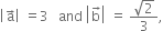 open vertical bar straight a with rightwards arrow on top close vertical bar space equals 3 space space space and space open vertical bar straight b with rightwards arrow on top close vertical bar space equals space fraction numerator square root of 2 over denominator 3 end fraction comma