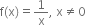 straight f left parenthesis straight x right parenthesis equals 1 over straight x comma space straight x not equal to 0