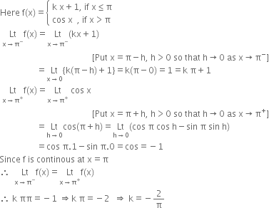 Find The Value Of K So That The Function F Is Continuous At The Indicated Point From Mathematics Continuity And Differentiability Class 12 Karnataka Board