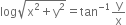 log square root of straight x squared plus straight y squared end root equals tan to the power of negative 1 end exponent straight y over straight x