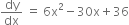 dy over dx space equals space 6 straight x squared minus 30 straight x plus 36