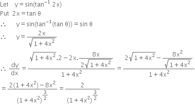 Differentiate Sin Tan 1 2x W R T X And Express The Result Free From Trigonometric Symbols From Mathematics Continuity And Differentiability Class 12 Cbse