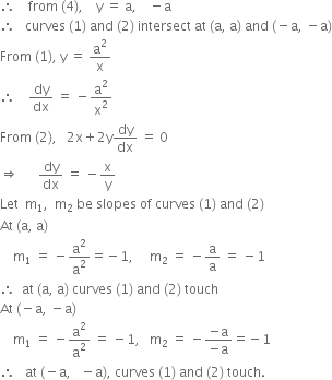 Show That The Curve Xy And X2 Y2 2a2 Touch Each Other From Mathematics Application Of Derivatives Class 12 Tripura Board