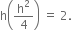 straight h open parentheses straight h squared over 4 close parentheses space equals space 2.