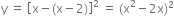 straight y space equals space open square brackets straight x minus left parenthesis straight x minus 2 right parenthesis close square brackets squared space equals space left parenthesis straight x squared minus 2 straight x right parenthesis squared