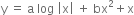 straight y space equals space straight a space log space open vertical bar straight x close vertical bar space plus space bx squared plus straight x