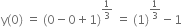 straight y left parenthesis 0 right parenthesis space equals space left parenthesis 0 minus 0 plus 1 right parenthesis to the power of 1 third end exponent space equals space left parenthesis 1 right parenthesis to the power of 1 third end exponent minus 1