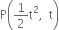 straight P open parentheses 1 half straight t squared comma space space straight t close parentheses