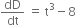 dD over dt space equals space straight t cubed minus 8