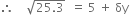 therefore space space space space square root of 25.3 end root space space equals space 5 space plus space δy