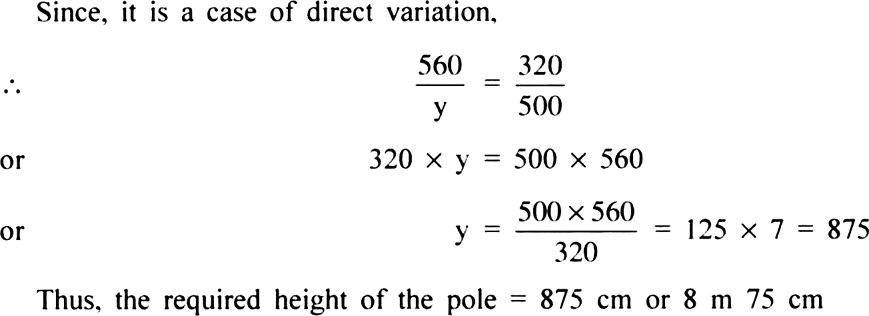 
Solution: (i) Let the required length of shadow be x cm.

Height of t