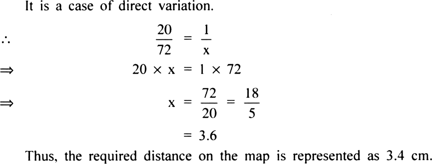 
Let the distance covered on the map be ‘x’ km.
∴ We have:

Actu