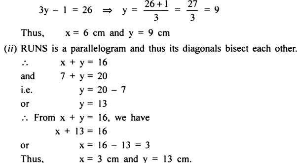 
(i)   ∵  GUNS is a parallelogram
∴  Its opposite sides are equa