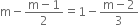 straight m minus fraction numerator straight m minus 1 over denominator 2 end fraction equals 1 minus fraction numerator straight m minus 2 over denominator 3 end fraction