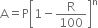 straight A equals straight P open square brackets 1 minus straight R over 100 close square brackets to the power of straight n