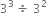 3 cubed space divided by space 3 squared