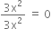 fraction numerator 3 straight x squared over denominator 3 straight x squared end fraction space equals space 0