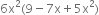 6 straight x squared left parenthesis 9 minus 7 straight x plus 5 straight x squared right parenthesis