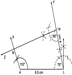 
Steps of construction:I.        Draw a line segment AL = 6.5 cm.I