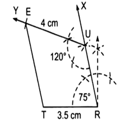 
Steps of construction:I.     Draw a line segment  = 3.5 cm.II.  