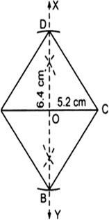 
Steps of construction:Note: The diagonals of a rhombus bisect each ot