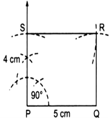 
Steps of construction:I.          Draw a line segment PQ = 5 cm.