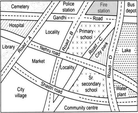 
The shaded (coloured) map according to the required directions is giv