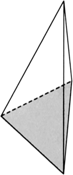 
At least 4 planes can form to enclose a solid. Tetrahedron is the sim