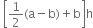 space open square brackets 1 half left parenthesis straight a minus straight b right parenthesis plus straight b close square brackets straight h