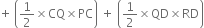 plus space open parentheses 1 half cross times CQ cross times PC close parentheses space plus space open parentheses 1 half cross times QD cross times RD close parentheses