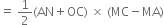 equals space 1 half left parenthesis AN plus OC right parenthesis space cross times space left parenthesis MC minus MA right parenthesis