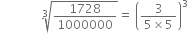 space space space space space space space space space space space space space space cube root of 1728 over 1000000 end root equals space open parentheses fraction numerator 3 over denominator 5 cross times 5 end fraction close parentheses cubed