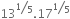 13 to the power of bevelled 1 fifth end exponent.17 to the power of bevelled 1 fifth end exponent