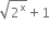 square root of 2 to the power of straight x end root plus 1