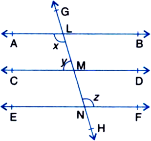 
∵ AB || CDand CD || EF∴ AB || EF| Lines parallel to the same line