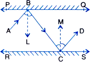 
Construction: Draw ray BL ⊥ PQ and ray CM ⊥ RS.
Proof: ∵ BL ⊥