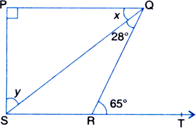 In Figure If Pq Ps Pq Sr Sqr 28 And Qrt 65 Then Find The Values Of X And Y From Mathematics Lines And Angles Class 9 Cbse