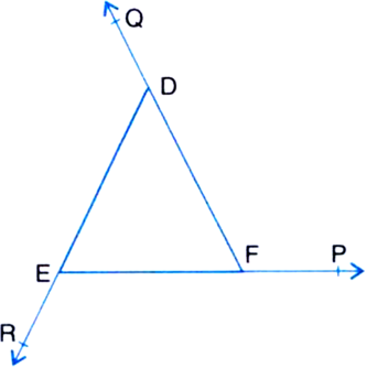 
∠DFP = ∠D + ∠E    ...(1)| Exterior Angle Theorem∠EDQ = ∠