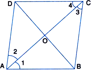 
Given: ABCD is a ||gm. Diagonal AC bisects ∠A.To Prove: (i) AC bise