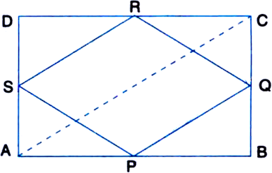 
Given: ABCD is a rectangle. P, Q, R and S are the mid-points of AB, B